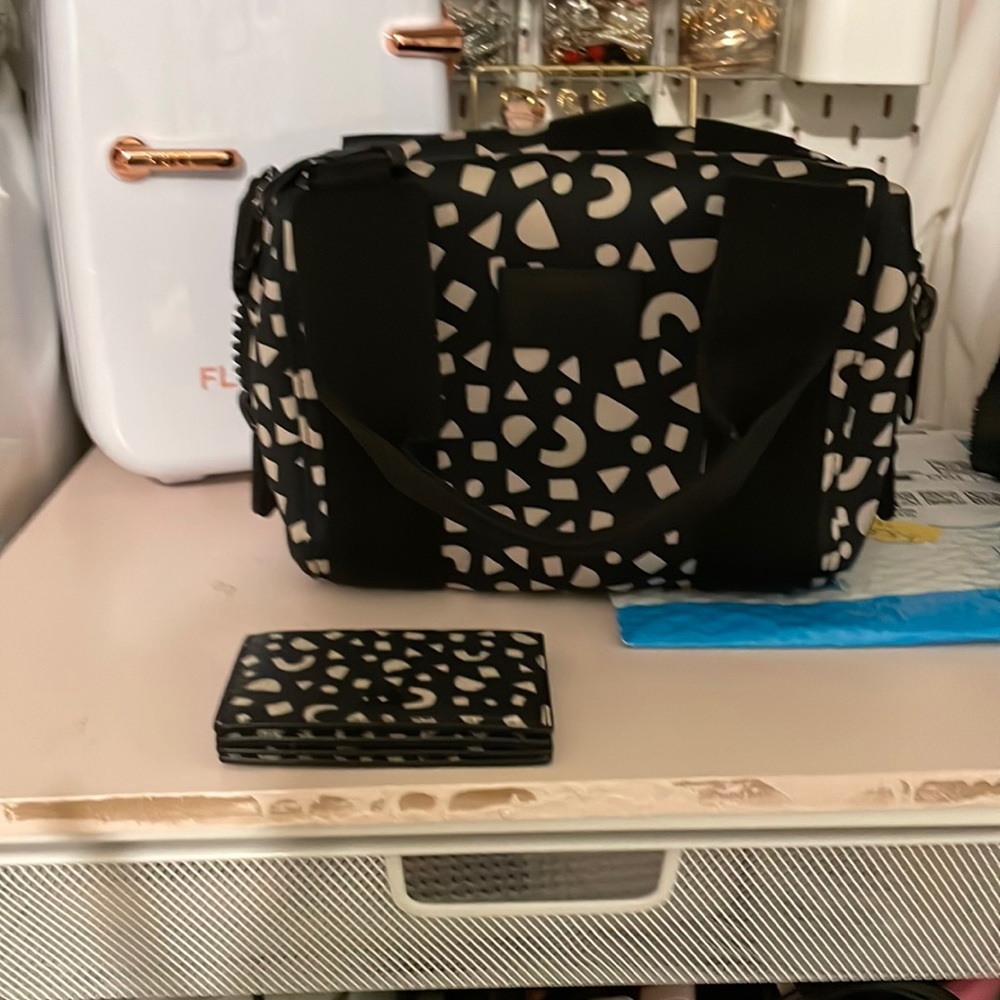 Mini nylon bag with leather wallet